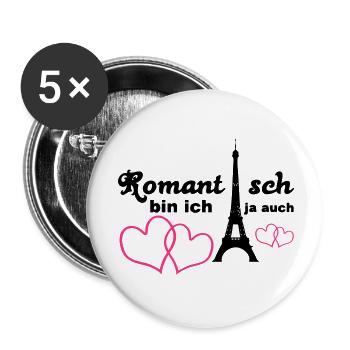 Romantisch Liebe Herz Paris Paar Spruch Geschenk - Buttons klein 25 mm (5er Pack) - Weiß - Vorne