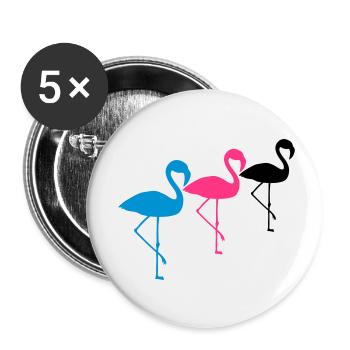 équipe d'équipage 3 amis silhouette contour flamant cli - Lot de 5 petits badges (25 mm) - blanc - Devant
