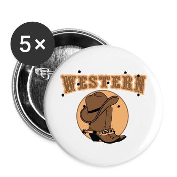 Western Cowboy Cowboystiefel Cowboyhut - Buttons klein 25 mm (5er Pack) - Weiß - Vorne