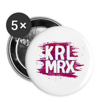 KRXL MRX - Karl Marx - Buttons klein 25 mm (5er Pack) - Weiß - Vorne