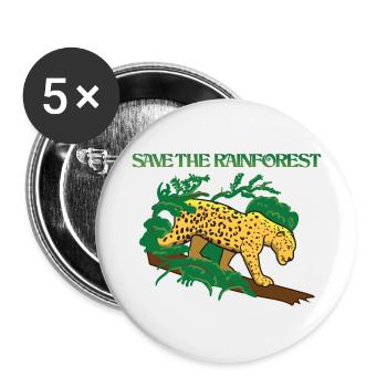 Protégez la forêt tropicale - Lot de 5 petits badges (25 mm) - blanc - Devant