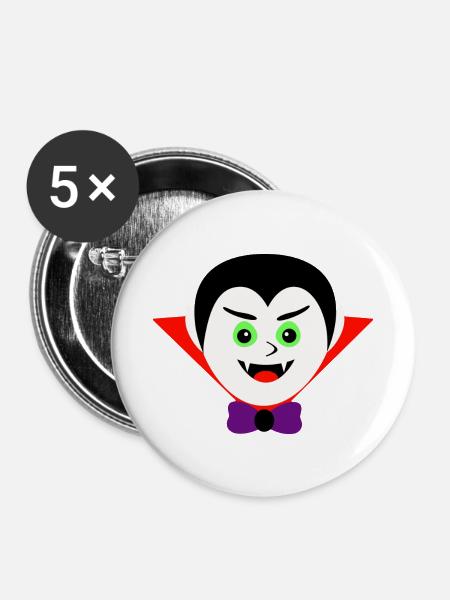 Vampire - Buttons klein 25 mm (5er Pack) - Weiß