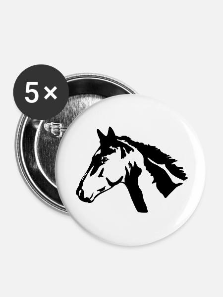 Pferdekopf - Buttons klein 25 mm (5er Pack) - Weiß