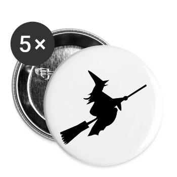 Conception de sorcières Noir pour Halloween - Lot de 5 petits badges (25 mm) - blanc - Devant