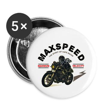 Cafe Racer Motorcycle Retro - Buttons small 1''/25 mm (5-pack) - white - Front