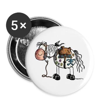 "Johnny Boy" - Cheval - Western - Lot de 5 petits badges (25 mm) - blanc - Devant