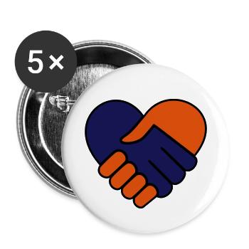 Hand in hand heart orange / red blue - Buttons small 1''/25 mm (5-pack) - white - Front