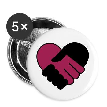 Heart holding hands black purple - Buttons small 1''/25 mm (5-pack) - white - Front