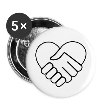 Heart hand in hand white-colorless - Buttons small 1''/25 mm (5-pack) - white - Front