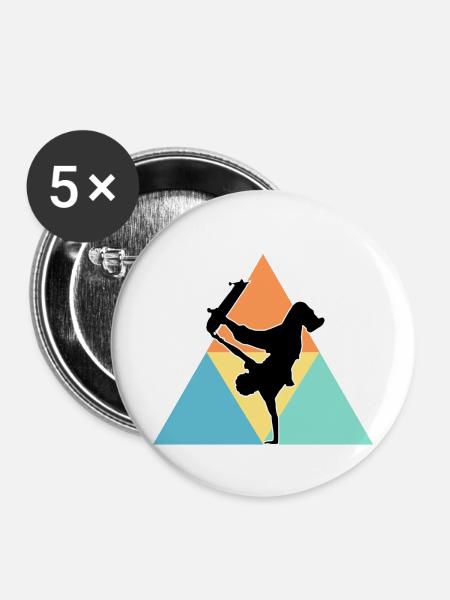 Skateboarding - Buttons klein 25 mm (5er Pack) - Weiß