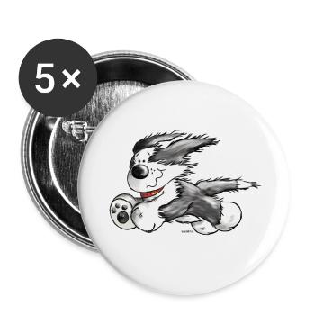 Beardie Power - Bearded Collie - Hund - Buttons klein 25 mm (5er Pack) - Weiß - Vorne