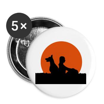 Cadeau fille amant animal chien lever de soleil - Lot de 5 petits badges (25 mm) - blanc - Devant