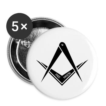 Freimaurer - Buttons klein 25 mm (5er Pack) - Weiß - Vorne