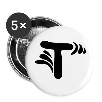 Buchstabe T & Muster - Buttons klein 25 mm (5er Pack) - Weiß - Vorne