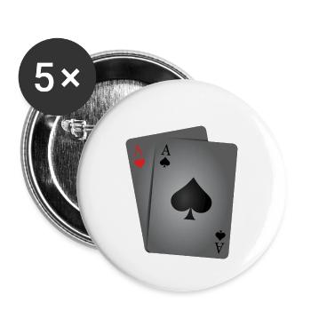 Deux as poker - Lot de 5 petits badges (25 mm) - blanc - Devant