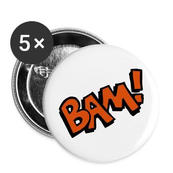 Bam! Comic Speech Bubble Funny font gift - Buttons small 1''/25 mm (5-pack) - white - Front