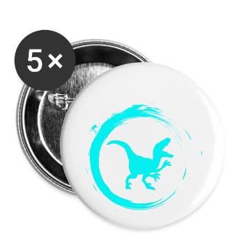 dinosaure - Lot de 5 petits badges (25 mm) - blanc - Devant