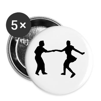 Ein Paar Tanzt Lindy Hop - Buttons klein 25 mm (5er Pack) - Weiß - Vorne