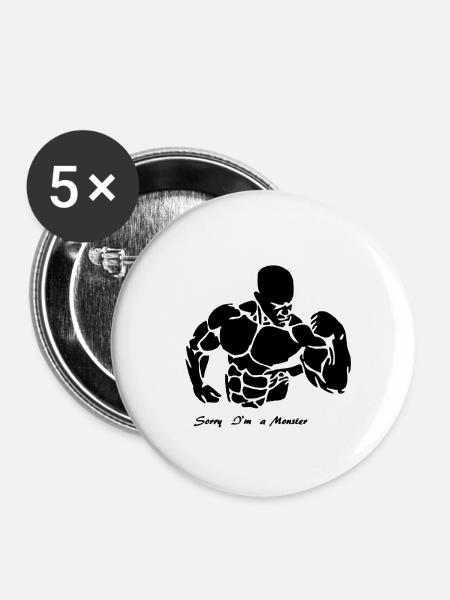Bodybuilder Motiv - Buttons klein 25 mm (5er Pack) - Weiß