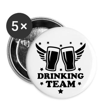 12 Drinking Team zwei glas Bier Prost - Buttons klein 25 mm (5er Pack) - Weiß - Vorne