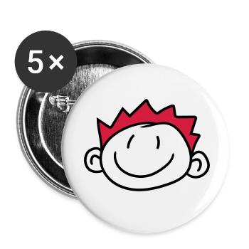 gesicht kopf kind gemalt kritzel comic cartoon jun - Buttons klein 25 mm (5er Pack) - Weiß - Vorne