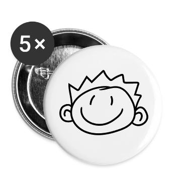 kopf gesicht kind gemalt kritzel comic cartoon jun - Buttons klein 25 mm (5er Pack) - Weiß - Vorne