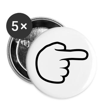 hand comic cartoon zeigen zeigefinger weg rechts l - Buttons klein 25 mm (5er Pack) - Weiß - Vorne