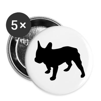 Bulldogge - Buttons klein 25 mm (5er Pack) - Weiß - Vorne