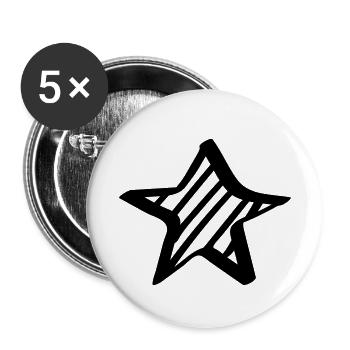 Étoile / étoile de bande dessinée - peint, dessiné, style bande dessinée - Lot de 5 petits badges (25 mm) - blanc - Devant