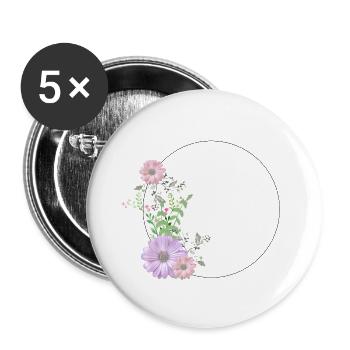 Blumenkranz - Buttons klein 25 mm (5er Pack) - Weiß - Vorne