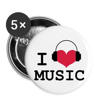 I Love Music! - Buttons small 1''/25 mm (5-pack) - white - Front