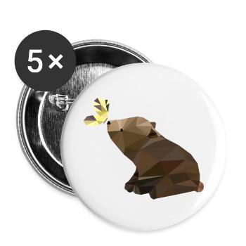 Bär mit Schmetterling, Babybär, süß - Buttons klein 25 mm (5er Pack) - Weiß - Vorne