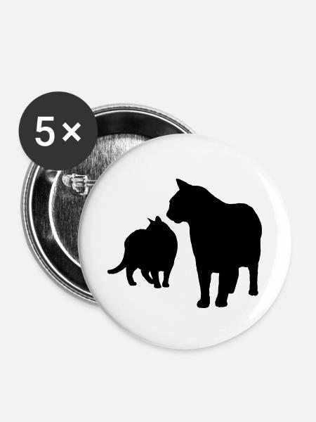 Katze Katzen - Buttons klein 25 mm (5er Pack) - Weiß