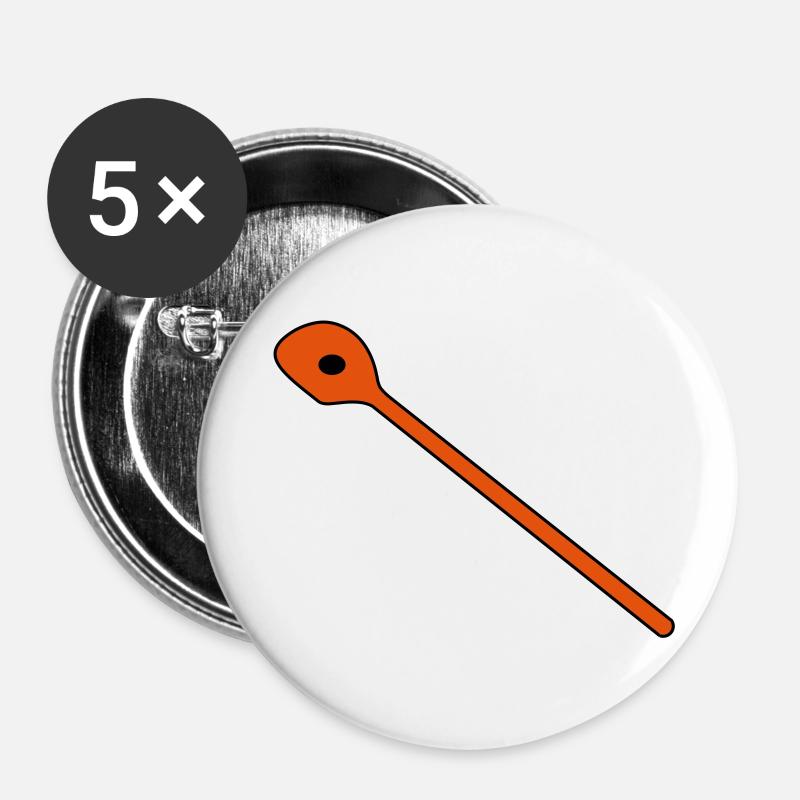 Kochloeffel 2 - Lot de 5 petits badges (25 mm) - blanc