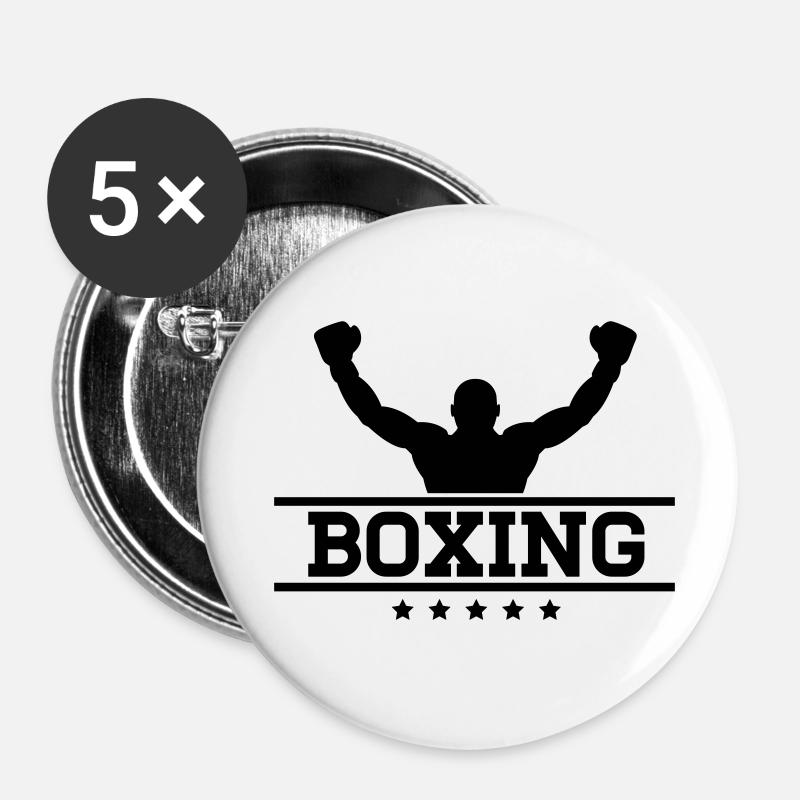 boxing_2_f1 - Lot de 5 petits badges (25 mm) - blanc