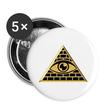 Œil qui voit tout dans le triangle - pyramide - Lot de 5 petits badges (25 mm) - blanc - Devant