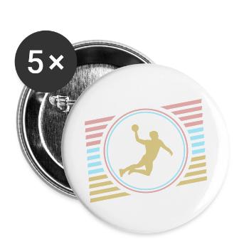 handball - Buttons klein 25 mm (5er Pack) - Weiß - Vorne