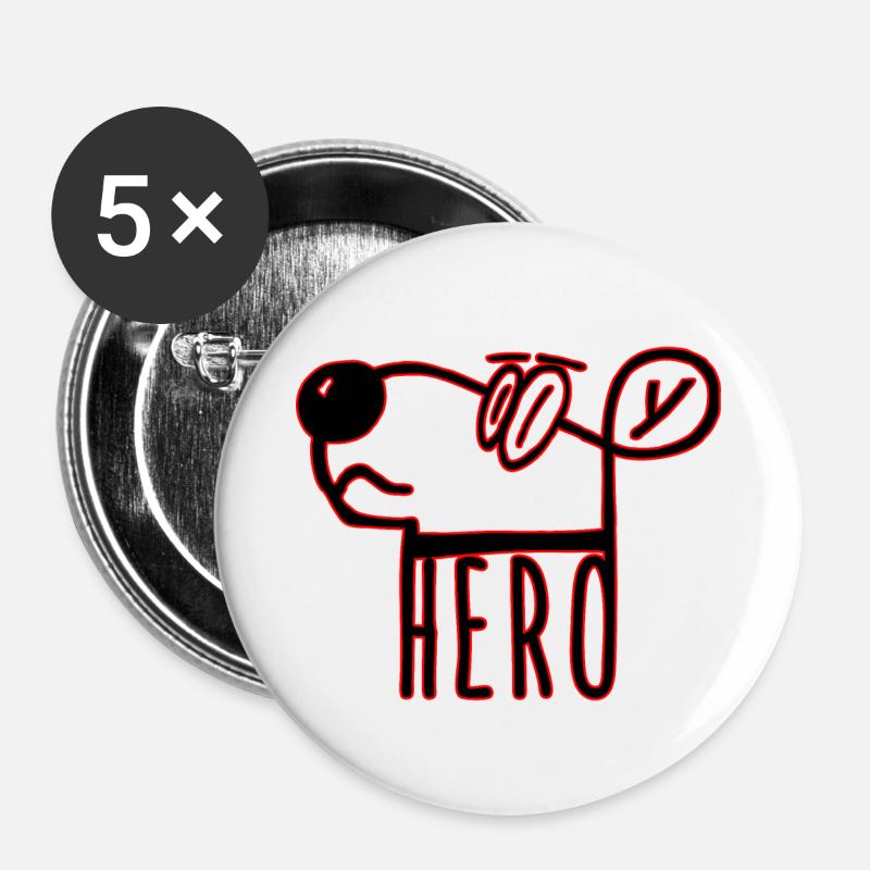 Dog as a hero (Hero dog) as a gift idea - Buttons small 1''/25 mm (5-pack) - white