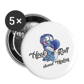 Hock 'n' Roll HOCKEY - Buttons klein 25 mm (5er Pack) - Weiß - Vorne