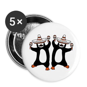 équipe couple 2 amis mexique chapeau sombrero mexicain - Lot de 5 petits badges (25 mm) - blanc - Devant