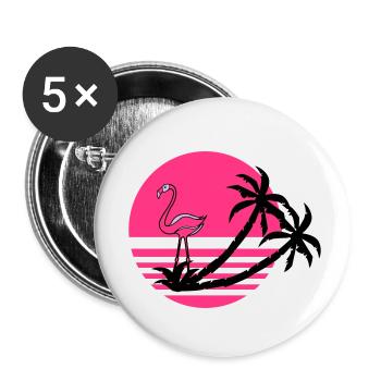 flamingo_island - Lot de 5 petits badges (25 mm) - blanc - Devant