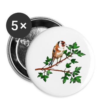 Oiseau de pince - Lot de 5 petits badges (25 mm) - blanc - Devant