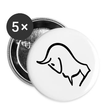 charging bull - Buttons small 1''/25 mm (5-pack) - white - Front