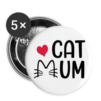 Katze - Buttons klein 25 mm (5er Pack) - Weiß - Vorne