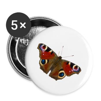 Papillon papillon - Lot de 5 petits badges (25 mm) - blanc - Devant
