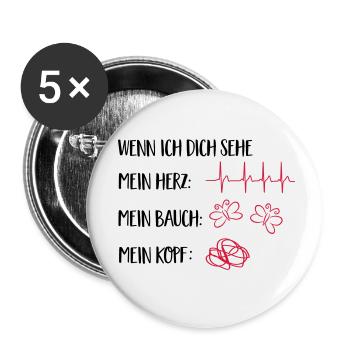 verliebt - Buttons klein 25 mm (5er Pack) - Weiß - Vorne