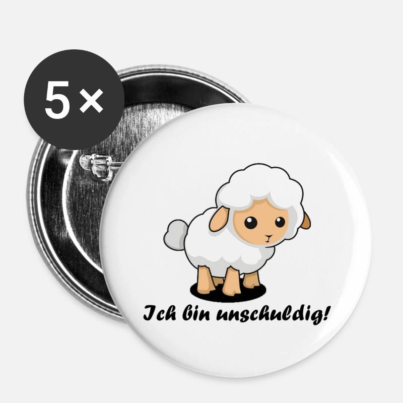 Sheep / "I'm innocent!" - Buttons small 1''/25 mm (5-pack) - white