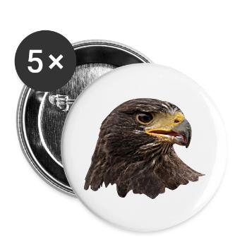 Aigle, faucon, oiseau de proie, brun - Lot de 5 petits badges (25 mm) - blanc - Devant