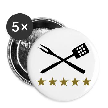 Grillen - Buttons klein 25 mm (5er Pack) - Weiß - Vorne
