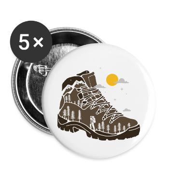 Hiking boot hiking boots gift hiker nature - Buttons small 1''/25 mm (5-pack) - white - Front